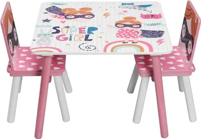 Produktbild von EUGAD Kindersitzgruppe, 3tlg. für Kinder aus MDF Massivholz Rosa