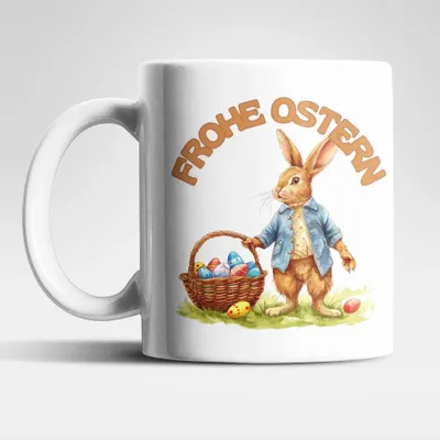 Produktbild von Ostern Hase Ostereier Kaffeetasse Teetasse Tasse Geschenkidee 325 ml – Hase-04