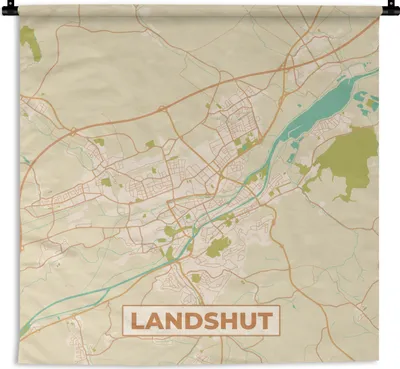 Obrázek produktu pro MuchoWow® Tapiserie Věšení na zeď Landshut - Mapa - Vintage mapa města 180x180 Tapiserie dekorace Nástěnná šála