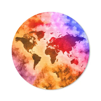 Produktbild von MuchoWow® Mauspad Mousepad Weltkarte - Farben - Rauch 30x30 cm - Mousepads - Maus Mat - Pad - Mausunterlage - Tischunterlage - Schreibtischmatten
