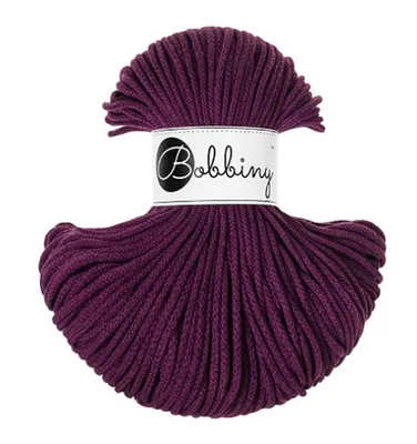 Produktbild von Bobbiny Junior Baumwollkordel glänzend 3 mm 100 m Handarbeitsmaterial Aubergine