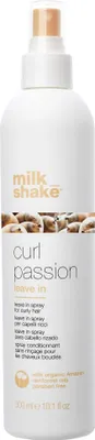 Imagen del producto de Acondicionador sin enjuague Milk_shake Curl Passion, para mujeres, uso doméstico, cabello rizado, para todos los colores, reparador, suavizante, 300 ml