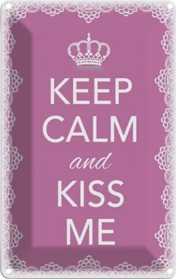 Produktbild von vianmo Blechschild 18x12 cm Keep Calm and kiss me Krone Yoga