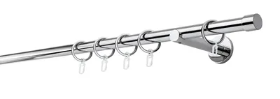 Produktbild von Gardinenstange auf Maß 20mm Cap 1-lauf Wandträger 12cm Farbe: Chrom, Größe: 180cm