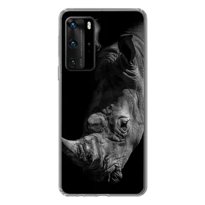 Produktbild von MuchoWow® Handyhülle Schutzhülle Hülle für Huawei P40 Pro Nashorn - Wildtier - Porträt Silikon Softcase Handy Hülle - Schutz
