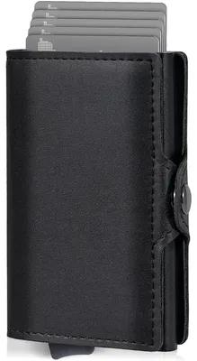 Zdjęcie produktu dla AISIR Portfel męski RFID Slim Portfel damski Mini portmonetka Czarny