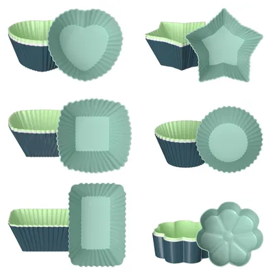 Silikon-Muffinförmchen, 24 Stück, 6 Sorten, Pastellfarben