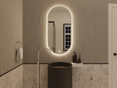 Image de Miroir ovale ERIS avec éclairage LED - blanc