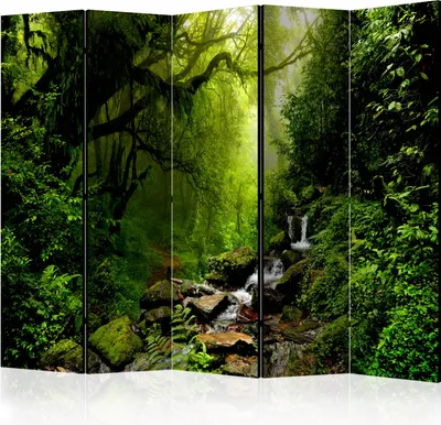 Obrázek produktu pro Paraván jednostranný Krajiny 225x172 cm 5dílný zelený