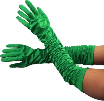 Produktbild von Deluxe Handschuhe lang grün glänzend lange Hand schuh Kostüm