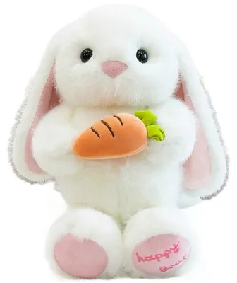 Produktbild von Suesses Osterhase Plueschtier 26cm mit Karotte Weiches Kuscheltier Hase Flauschiger Osterhase Kuscheltier aus PP-Baumwolle Perfekte Ostergeschenke Ostern Geschenke fuer Maedchen und Jungen,Weiss
