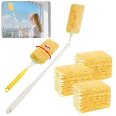 Produktbild von Staubwedel Teleskop Set - 32-teilig mit 360° Staubmagnet-Tüchern - Zur Reinigung von Allergenen und Tierhaaren - Inklusive 1 Handgriff und 1 Teleskopstange