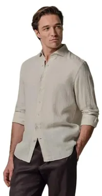 Produktbild von Hemd Profuomo beige Cutaway-Kragen Slim Fit Leinen