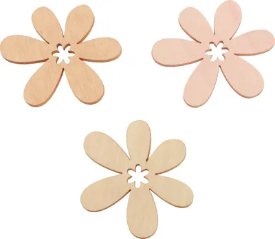 Produktbild von Holzblumen Streudeko Blüten Set Deko Hochzeit Geburtstag, 72 Stück