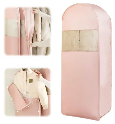 Kleidersack mit Kompressions-Reißverschluss, 130x58x15 cm, rosa