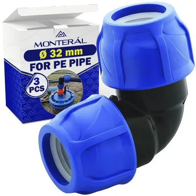 3er-Set Winkelstück 90° Ø 32 mm PP für PE-Rohr