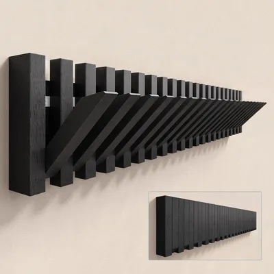 Produktbild von doporro Garderobenhaken Kleiderhaken Wand mit 21 Haken für Jacken, Garderobenleiste für Flur und Garderobe Wandgarderobe aus Holz, Matt Schwarz Twigro-01