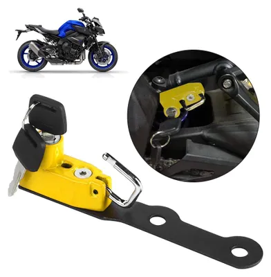 Zdjęcie produktu dla Mocowanie aluminiowego zamka do kasku motocyklowego, pasujące do modeli YAMAHA MT-10/FZ-10 2016, kolor żółty