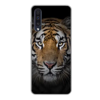 Produktbild von MuchoWow® Handyhülle Schutzhülle Hülle für Samsung Galaxy A50 Tiger - Wildtiere - Porträt - Schwarz - Tiere Silikon Softcase Handy Hülle - Mobiltelefonhülle