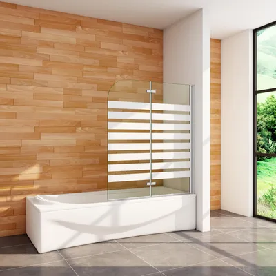 Produktbild von AICA 120cmx140cm Rechtsmontage Badewannenaufsatz 6mm NANO ESG-glas 2-teilig Faltwand Badewannenfaltwand Duschabtrennung Duschwand