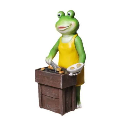 Produktbild von Gartenfigur Frosch Grillmeister Chef Schürze Frog Figur Skulptur