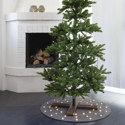 Produktbild von LED Weihnachtsbaumdecke - Baumteppich - Filz - 48 warmweiße LED - D: 80cm - für Innen - grau