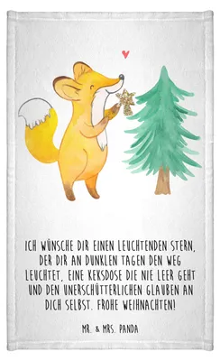 Produktbild von Mr. & Mrs. Panda Handtuch Fuchs Weihnachtsbaum - Weiß - Geschenk, Weihnachtsdeko, Weihnachtsdekoration, Weihnachtsmann, Gästetuch, badezimmer, Gästehandtuch 30x50, Bunt