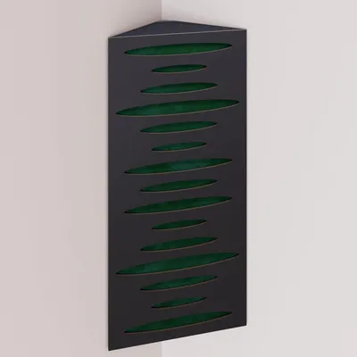 Obrázok produktu pre 2-balenie – Úzka akustická rohová basová pasca s velúrovou látkou | 50 x 23 x 10 cm | Odraz – zvuková izolácia | [PULSE – čierna | zelená]