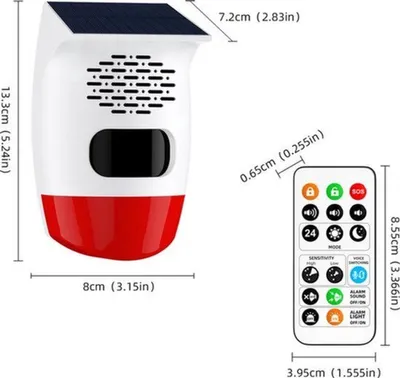 Image de Détecteur de mouvement - Alarme de sécurité solaire - Lot de 4 - Sirène 120 dB - Sans fil - Pour extérieur