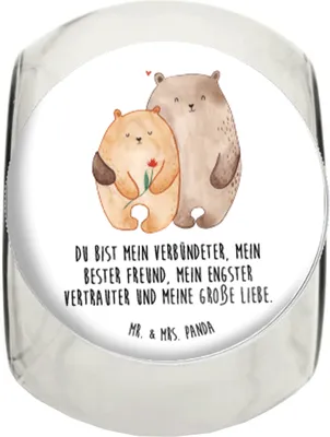 Produktbild von Mr. & Mrs. Panda Frischhaltedose Bären Liebe L 870ml - Weiß - Geschenk, Freundin, aufbewahrungsglas, Kuscheln, Verknallt, Umarmen, Hocheitstag, Teedose, Bär, glasbehälter
