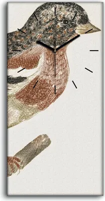 Produktbild von Wanduhr Bürouhr Leinwand Bild Geräuschlos 30x60 Zeichnung Tier Vogel Zweig Kunst - schwarze Hände