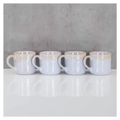 Produktbild von 4er Set Steingut Becher 350 ml Grau Kaffeetassen Modernes Design Küche Teetassen