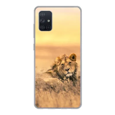 Produktbild von MuchoWow® Handyhülle Schutzhülle Hülle für Samsung Galaxy A71 Löwen - Gras - Himmel Silikon Softcase Handy Hülle - Kartenbesitzer