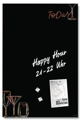 Produktbild von SIGEL GL396 Glas-Magnettafel Artverum - Design Drinks - 40 x 60 cm - schwarz, orange - Sicherheitsglas -