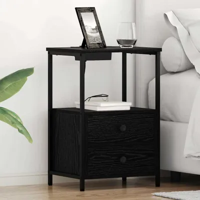 Produktbild von vidaXL Nachttisch 2 Stk. Schwarz Eichen-Optik 40 x 31 x 60 cm