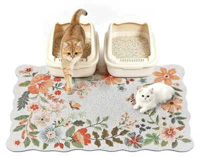 Productafbeelding van Kattenbakmat, 89 x 58 cm, antislip, opvangmat voor kattenzand voor binnenshuis