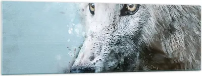 Produktbild von Bilder auf glas - Einteilig - Weiß Der Wolf Bild - 160x50cm - Glasbilder - Wandbilder - Bilder - zum Aufhängen bereit - Wanddekoration aus Glas - Glas Bilder - Wandbild auf Glas - GAB160x50-4623