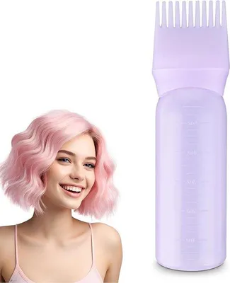 Produktbild von Famanu Haaröl-Applikatorflasche mit Kamm - Tragbare Haarfärbebürste - Lila