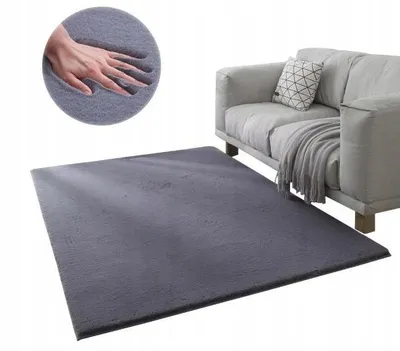 Immagine prodotto di Tappeto di peluche, grigio scuro, morbida e piacevole pelliccia di coniglio, 160x220 cm