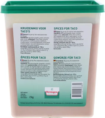 Produktbild von Verstegen Gewürzmischung für Tacos Karton 2 Kilo