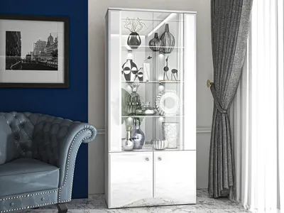 Produktbild von Glasvitrine SANTINA – Hochglanzweiß