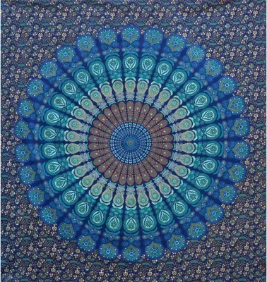 Produktbild von Mehrfarbiger Mandala-Wandteppich, indischer Wandbehang, Bettlaken, Tagesdecke, Picknick- und Strandtuch, hochwertige Hippie-Qualität