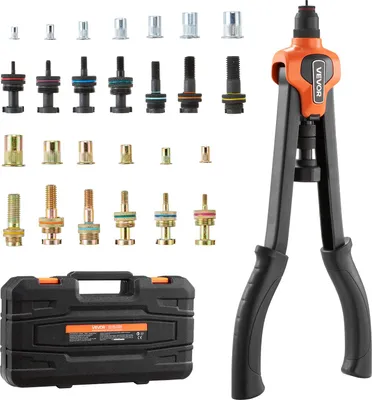 Obrázek produktu pro Sada kleští na nýtovací matice VEVOR 42 cm, dvouruční kleště na nýty s 13 trny a 130 maticemi v metrických a SAE velikostech M3, M4, M5, M6, M8, M10, M12, 1/2-13, 8-32, 10-24, 1/4-20, 5/16-18, 3/8-16 UNC