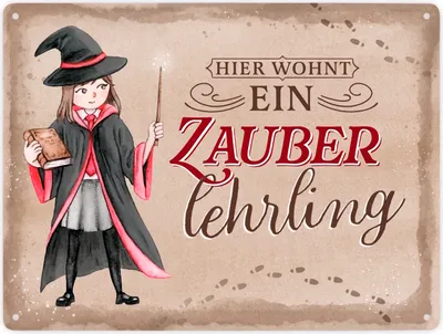 Produktbild von Zauberschülerin Metallschild XXL in 28x38 cm in rot mit Spruch Hier wohnt ein