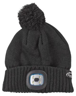 Bommel Mütze Strickmütze Universalgröße schwarz waschbar USB LED Stirnlicht Wintermütze Winter Kopfschutz Beanie Nacht Schulweg Rad Straße Leuchte Lampe 396095 40133 4066986401336