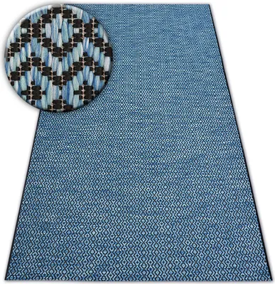 Zdjęcie produktu dla Dywan SZNURKOWY SIZAL LOFT 21144 ROMBY ZYGZAK /czarny/srebrny niebieski 80x150 cm