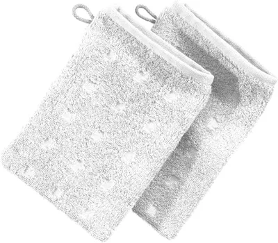 Produktbild von Möve Waschhandschuh Quadretti" 2er-Pack weiß 15x20 cm"
