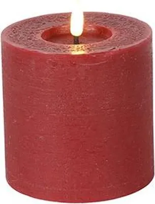 Produktbild von LED-Stumpenkerze Rot Ø 10 cm x 12,5 cm Echtwachs Timer warmweiß