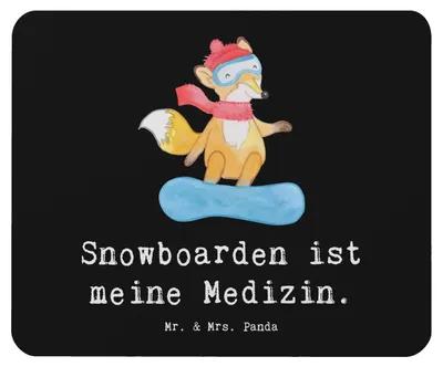 Produktbild von Mr. & Mrs. Panda Mousepad Hase Snowboarden - Schwarz - Geschenk, Snowboardschule, pc, Winterurlaub, mousematte, Wintersport, Snowboard, Mauspad, Mouse Pad, computer