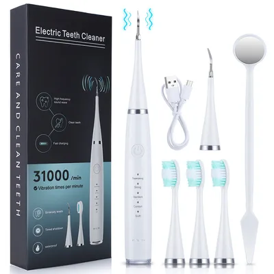 Produktbild von Wiederaufladbare Schallzahnbürste Set – 6-in-1 Zahnreinigung mit 3 Aufsätzen, 5 Reinigungsmodi, IPX7, USB – Tiefenreinigung für empfindliche Zähne